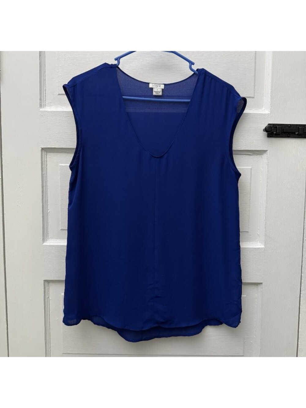 J.Crew Women’s Size 8 Baroque Blue Cap Sleeve Shirttail Blouse Top